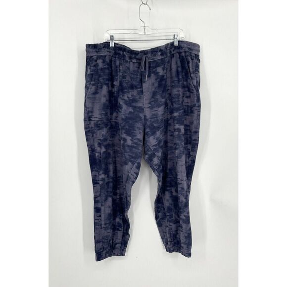 Athleta Farallon Printed Purple Blue Ikat Camo Drawstring Jogger Plus Size 26 - Picture 1 of 9